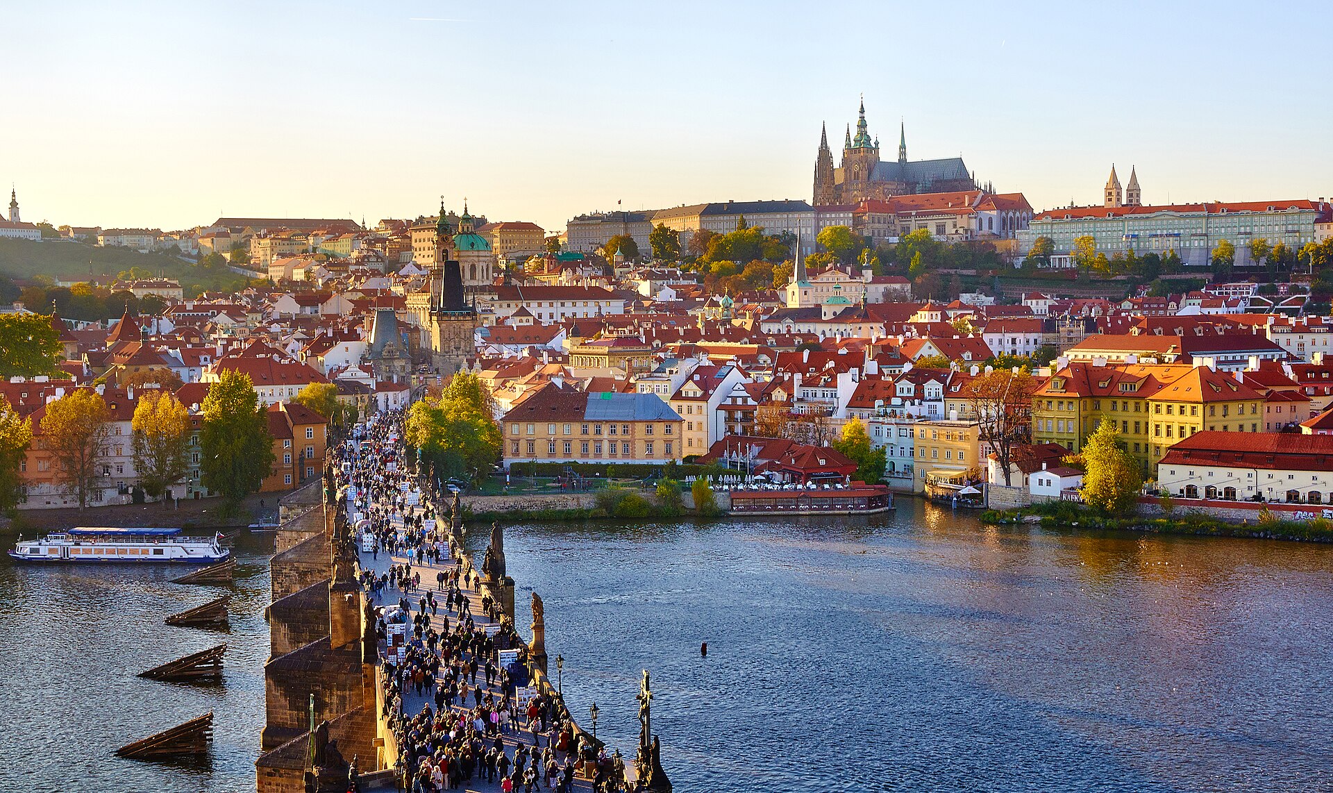 Prague rooftops and Vltava river — Prague, Czech Republic